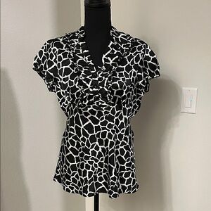Heart Soul Black and White Patterned Blouse
